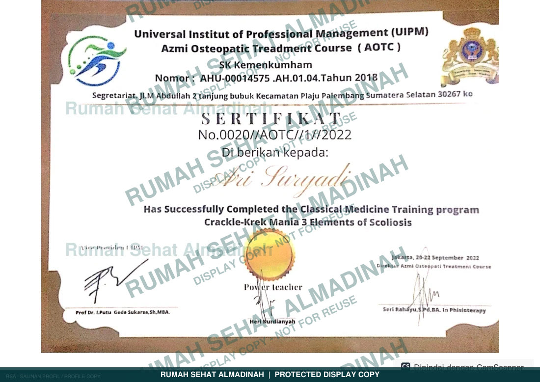 Ari Suryadi — Pelatihan Terapi Manual AOTC — 2022