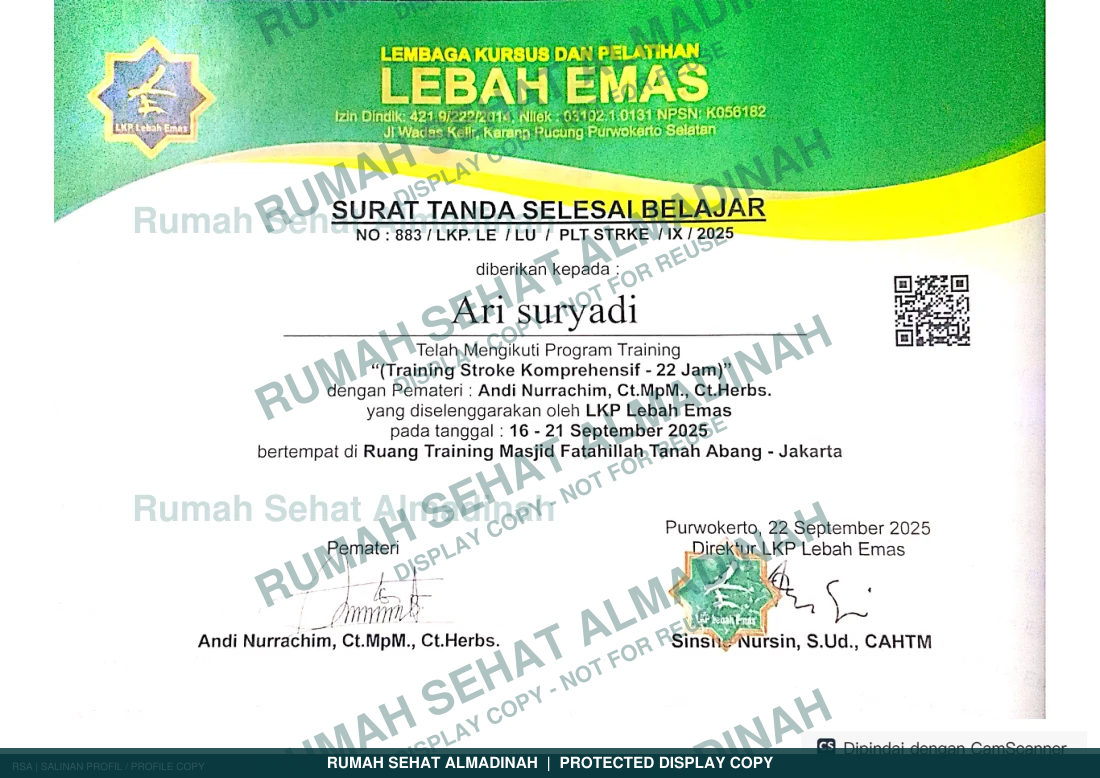 Ari Suryadi — Sertifikat Training Stroke