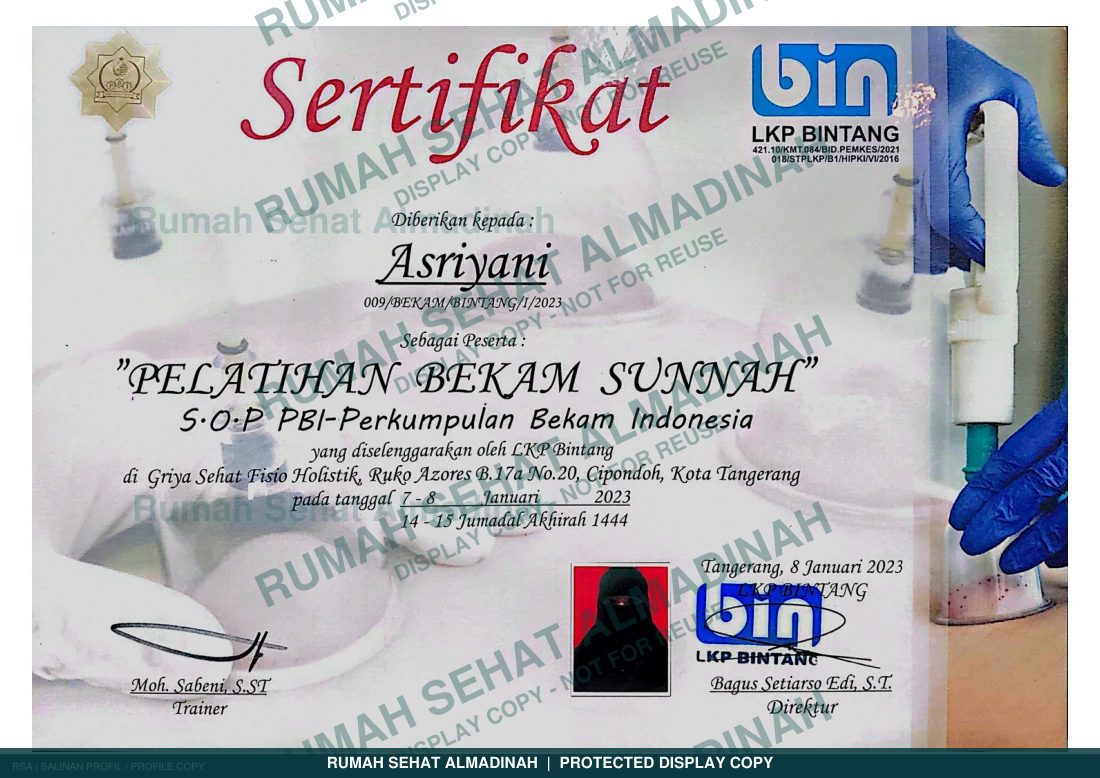 Asriyani — Pelatihan Bekam Sunnah