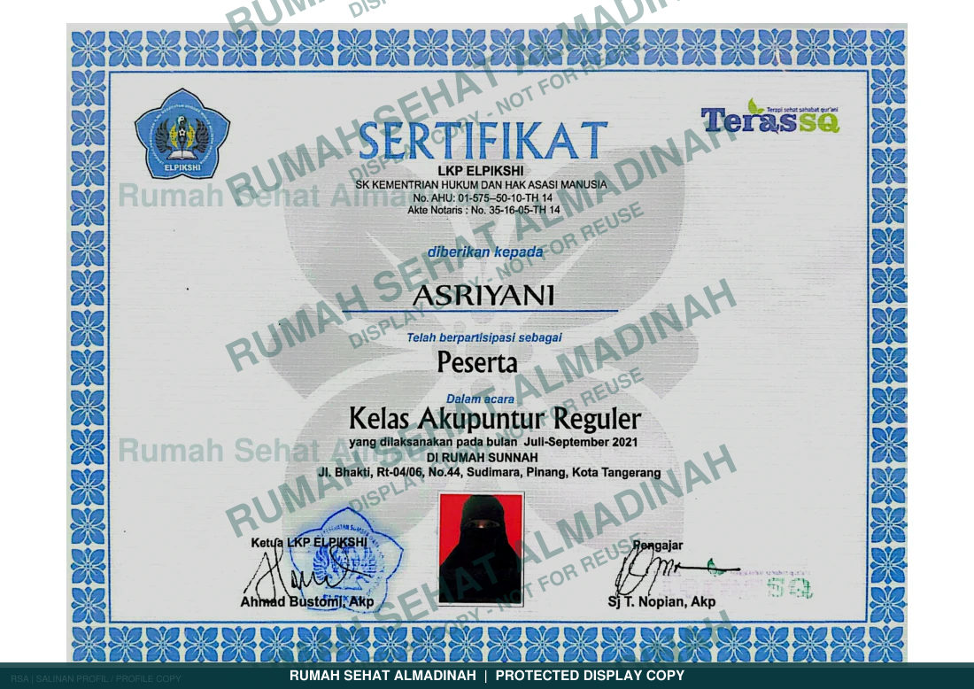 Asriyani — Kelas Akupunktur Reguler