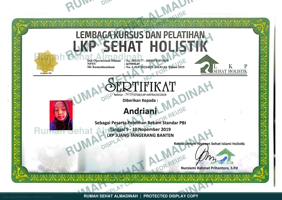 Andriani — Pelatihan Bekam Standar PBI
