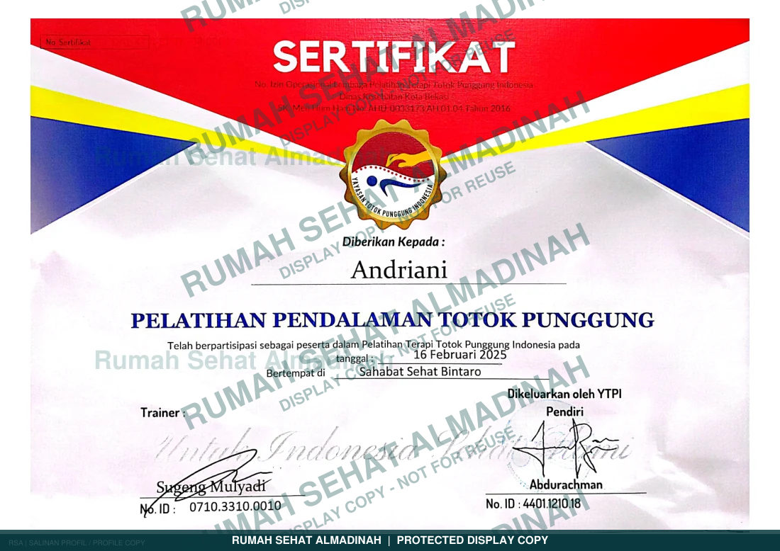 Andriani — Pelatihan Pendalaman Totok Punggung