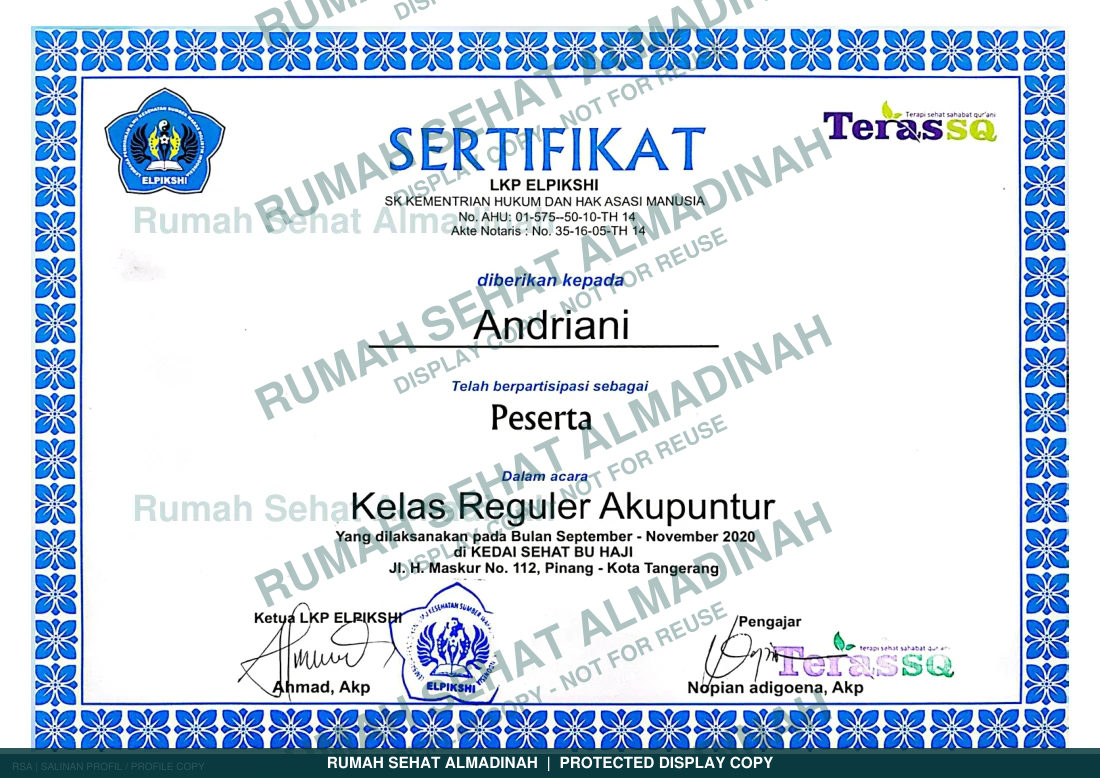 Andriani — Kelas Reguler Akupunktur