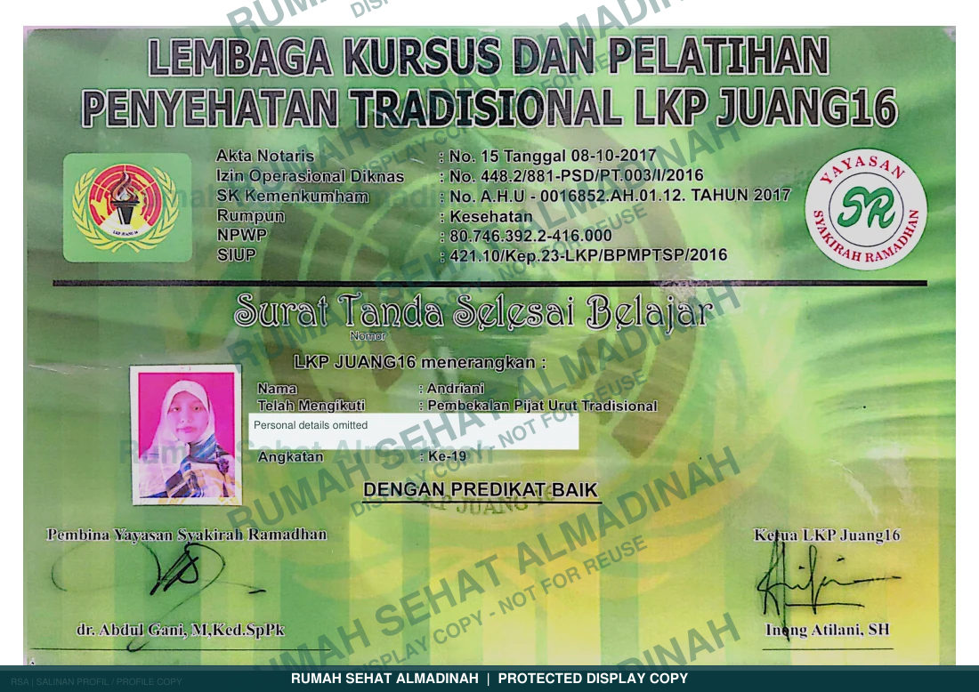 Andriani — Pembelajaran Pijat Tradisional