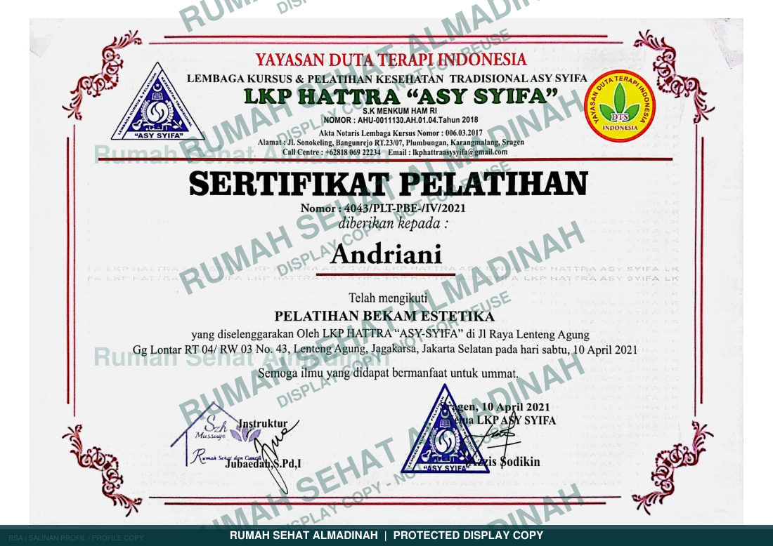 Andriani — Pelatihan Bekam Estetika