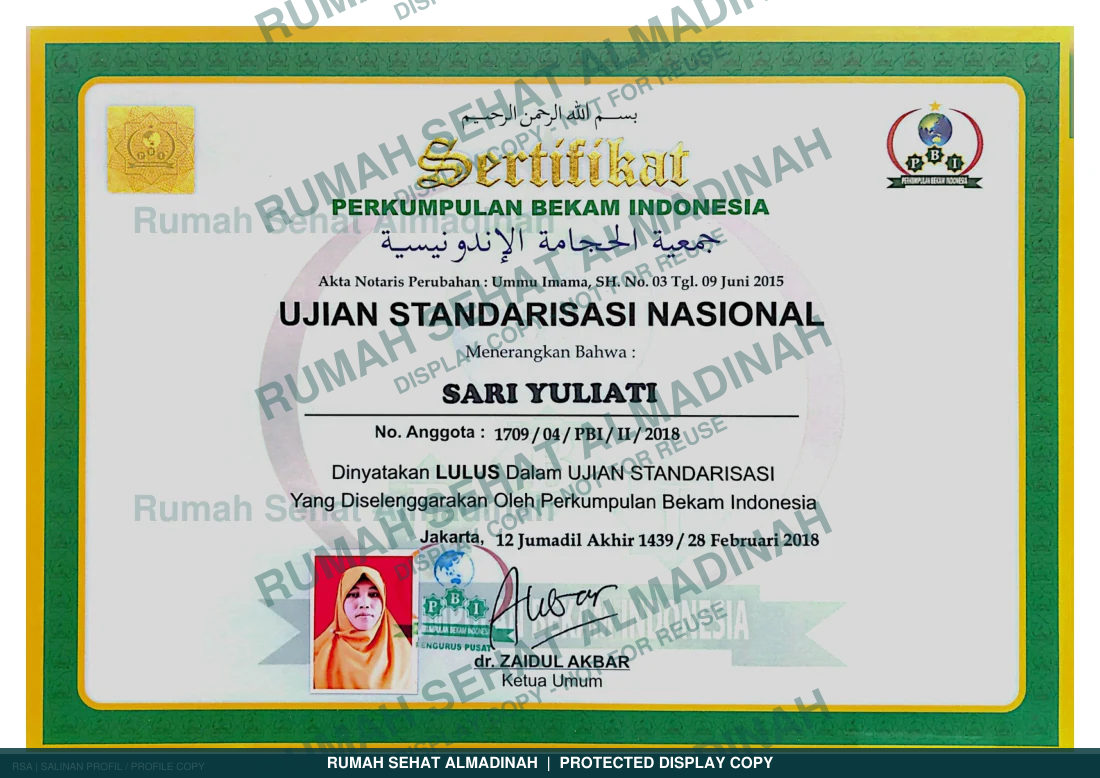 Sari Yuliati — Ujian Standardisasi Bekam PBI