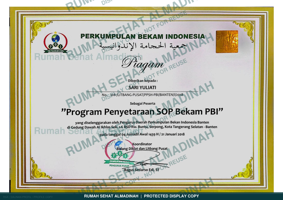 Sari Yuliati — Penyetaraan SOP Bekam PBI