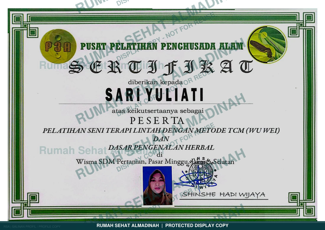 Sari Yuliati — Pelatihan Terapi Lintah dan Pengenalan Herbal