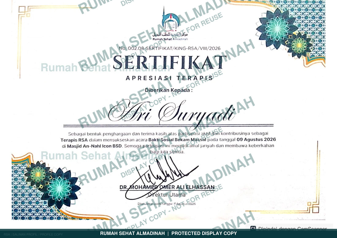 Ari Suryadi — Sertifkasi Baksos Bekam