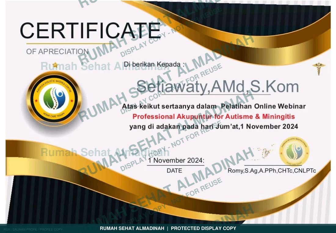 Setiawaty — Sertifikat Akupuntur