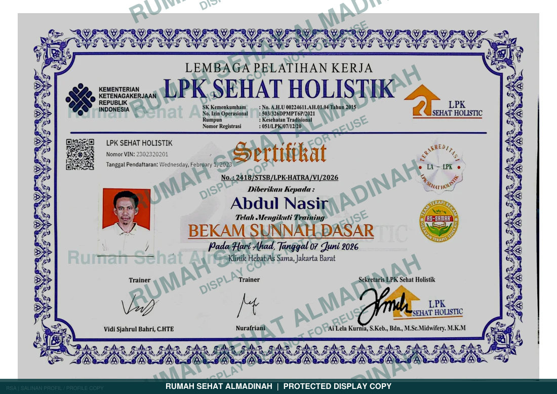 Abdul Nasir — Pelatihan Bekam Sunnah Dasar