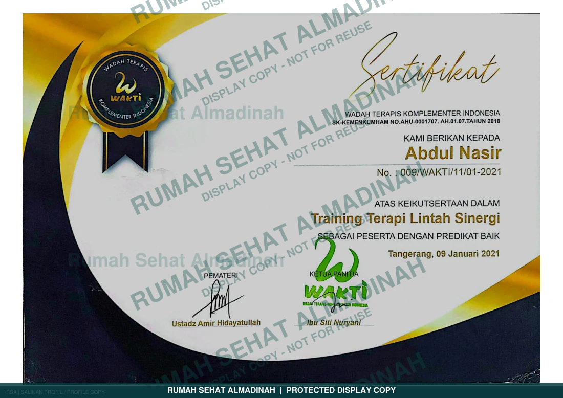 Abdul Nasir — Training Terapi Lintah Sinergi